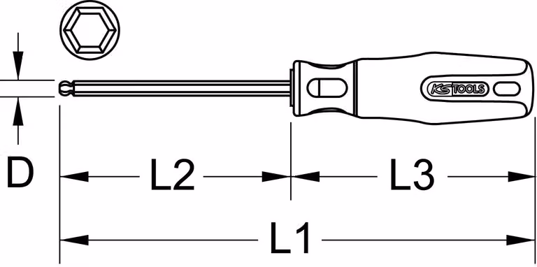 KS TOOLS ERGOTORQUEplus Cacciavite a Esagono con testa sferica 10,0 mm - 159.1068