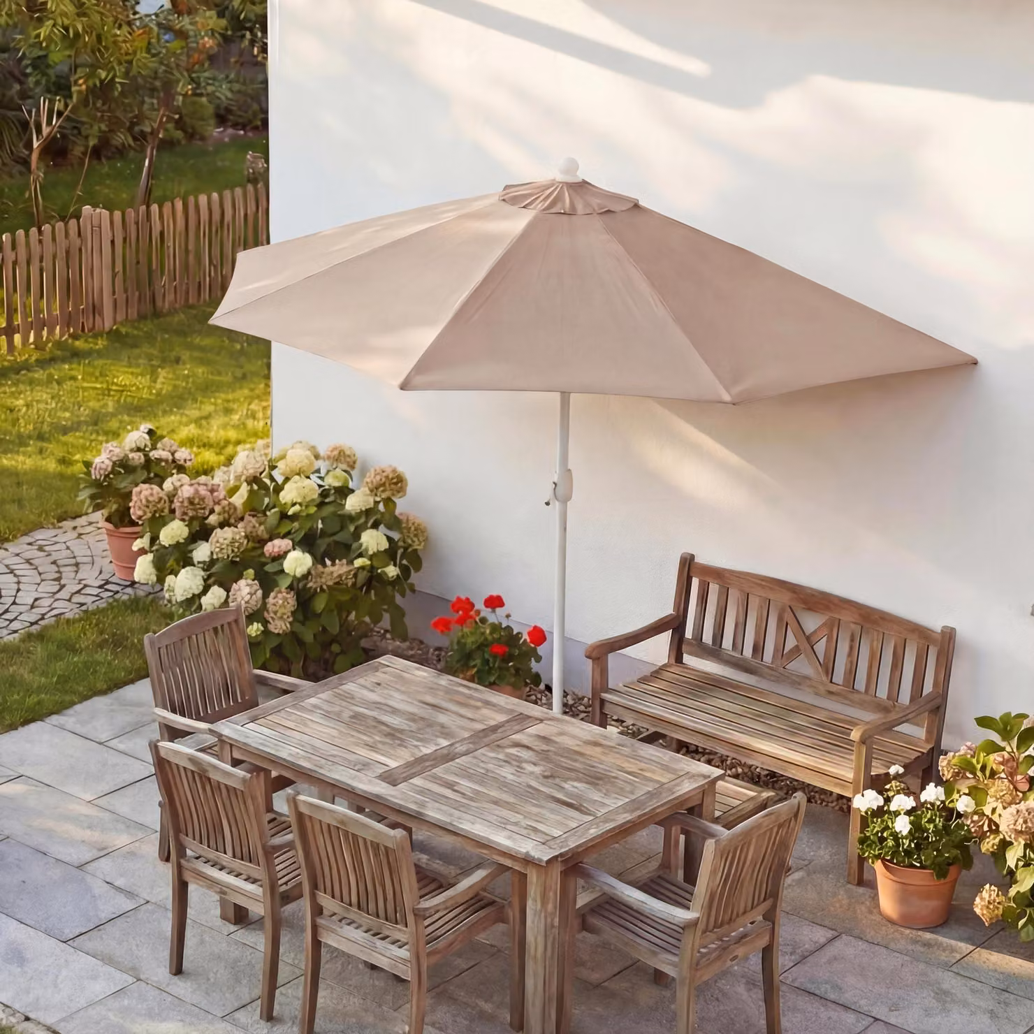 Ombrellone Parla, ombrellone da balcone, poliestere/alluminio UV 50+ 3kg ~ 270cm crema senza supporto