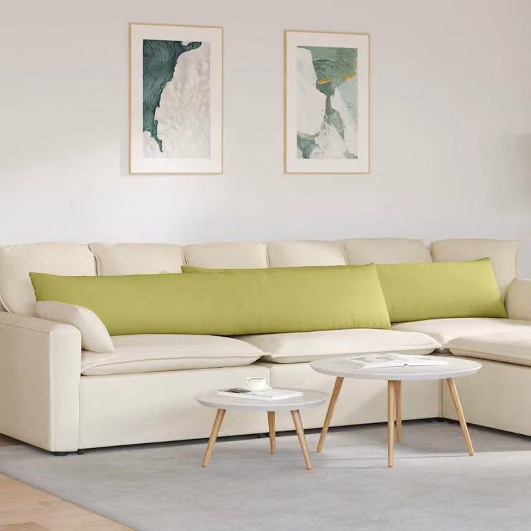 Set di 2 cuscini da divano vidaXL in tessuto verde chiaro, forma rettangolare, L 200 cm x P 40 cm x H 40 cm