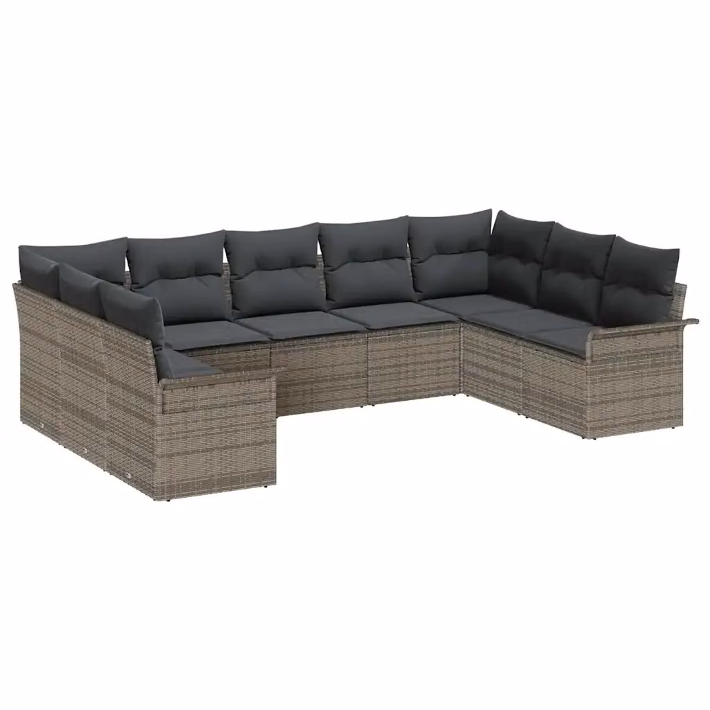 Set Divano da Giardino a L con Polyrattan e Cuscini vidaXL Grigio – 2