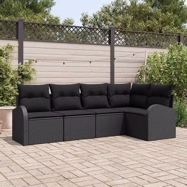 Set Divano da Giardino 5 pz Nero polyrattan 3354712