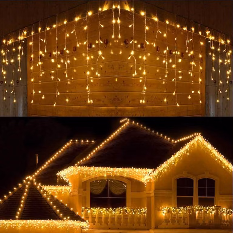 Tenda luminosa a LED, 240 LED, luce bianco caldo, impermeabile, 8 modalità