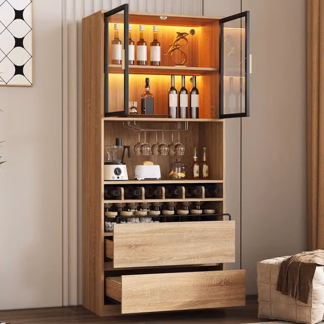 Armadietto da bagno con ante in vetro e illuminazione ¨C Minimal ¨C Bianco multistrato 60x30x180