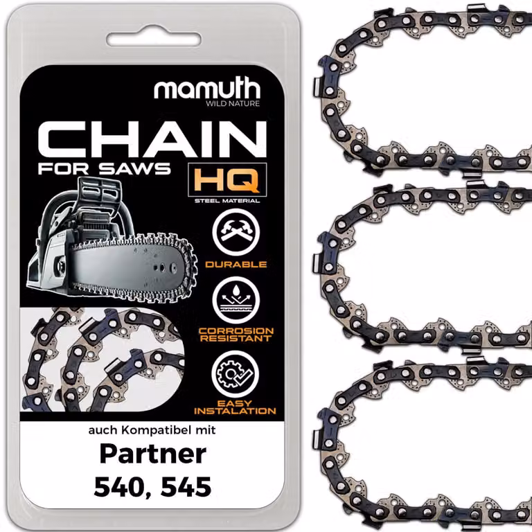 3 catene per motosega, lunghezza 38 cm, passo 0,325", spessore 1,5 mm, 64 maglie, compatibili con motoseghe Partner 540 e 545