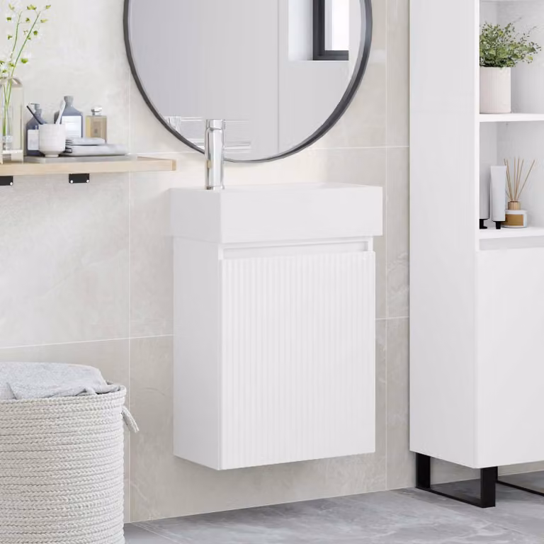 Mobile bagno con rubinetto vidaXL Bianco L 45,5 cm, P 22,5 cm, H 84 cm