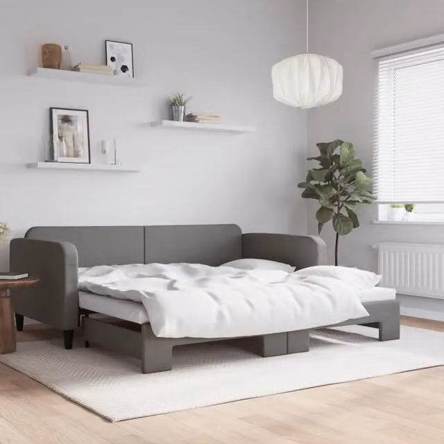 Divano Letto Moderno vidaXL Grigio con Struttura Imbottita per Soggiorno e Camera da Letto