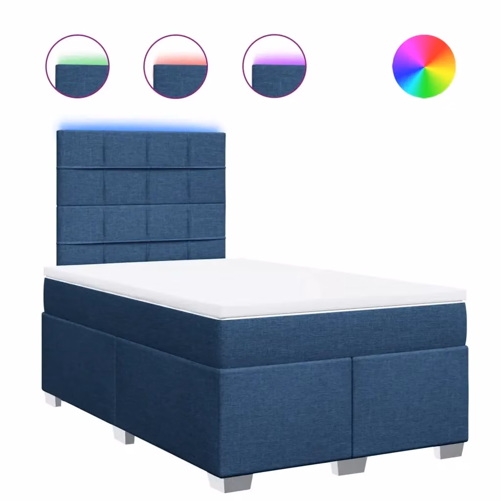 vidaXL Letto Ibrido con Materasso Blu e Bianco in Tessuto e Legno di Pino L/P/H: 120 x 200 x 150,5 cm – 2