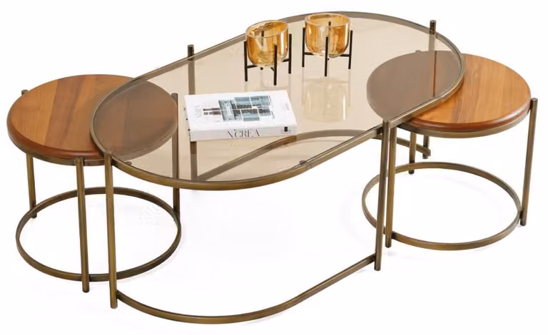 Tavolino moderno per soggiorno, lusso, stile lounge, vetro, design esclusivo, comfort, legno