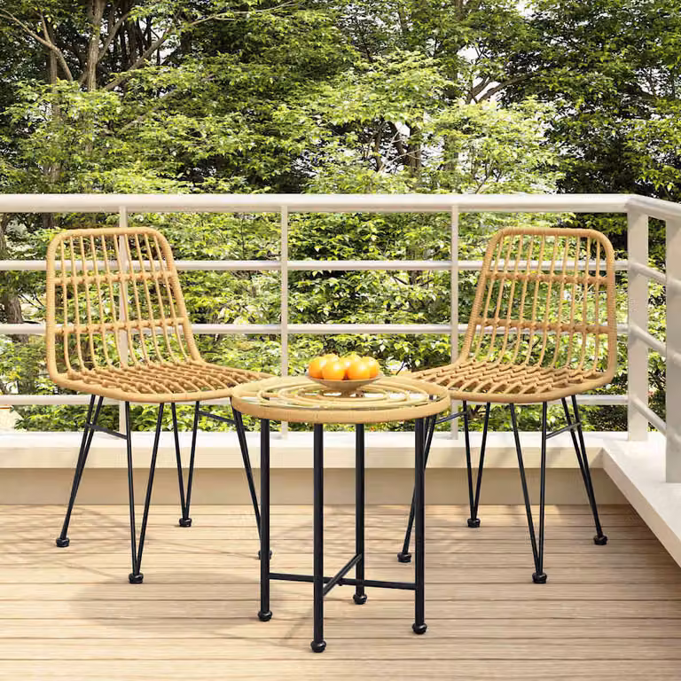Set di 2 sedie da giardino vidaXL in rattan PE marrone e beige con struttura in metallo, L: 47 cm, P: 48 cm, H: 84 cm