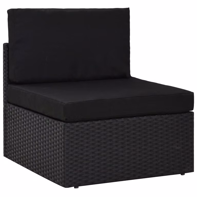 vidaXL Set di 6 pezzi da giardino con cuscini in polirattan nero
