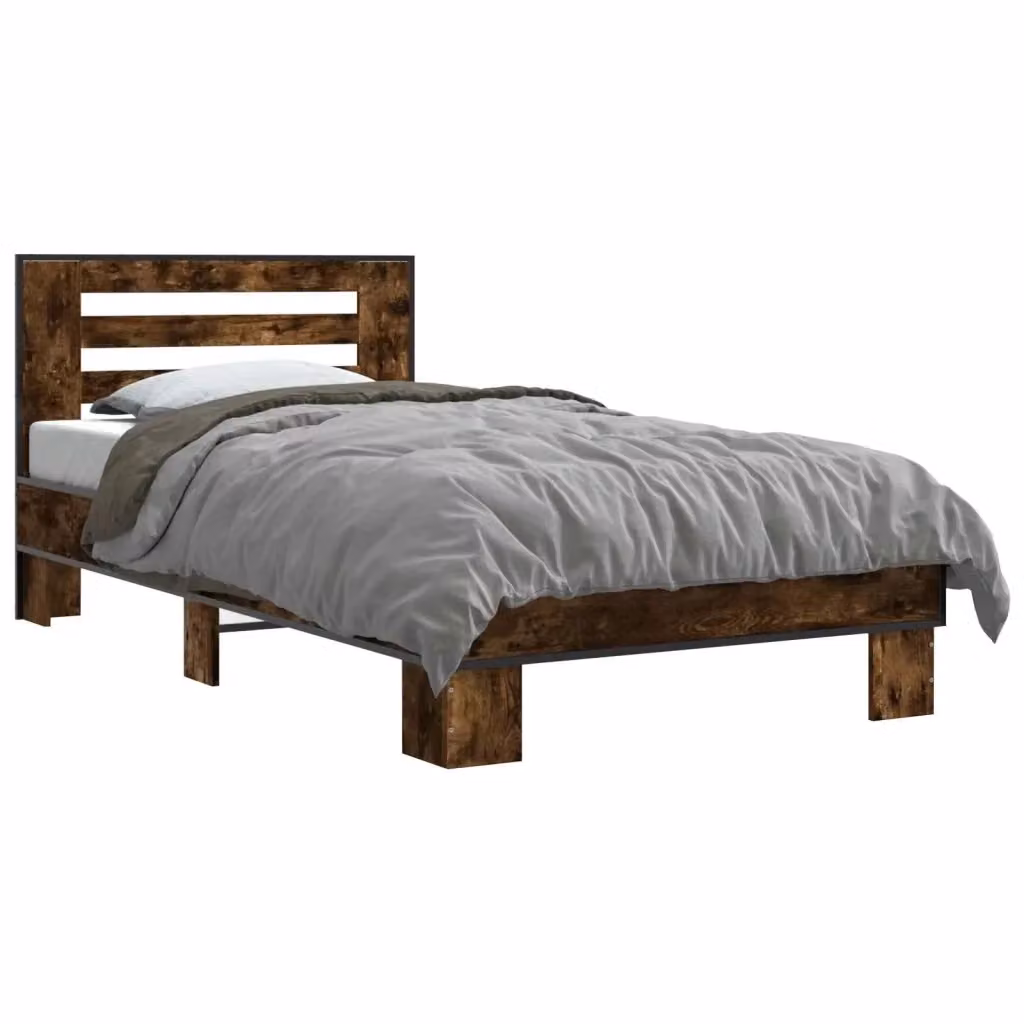 Struttura letto con testata e giroletto Design In in legno Rovere Fumo, L 80 cm x P 200 cm x H 83 cm – 2