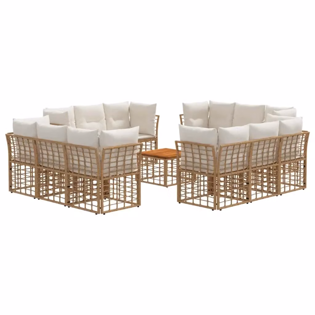 Set di divani da esterno a L vidaXL in rattan e metallo con cuscini inclusi, colori beige, bianco e marrone – 2