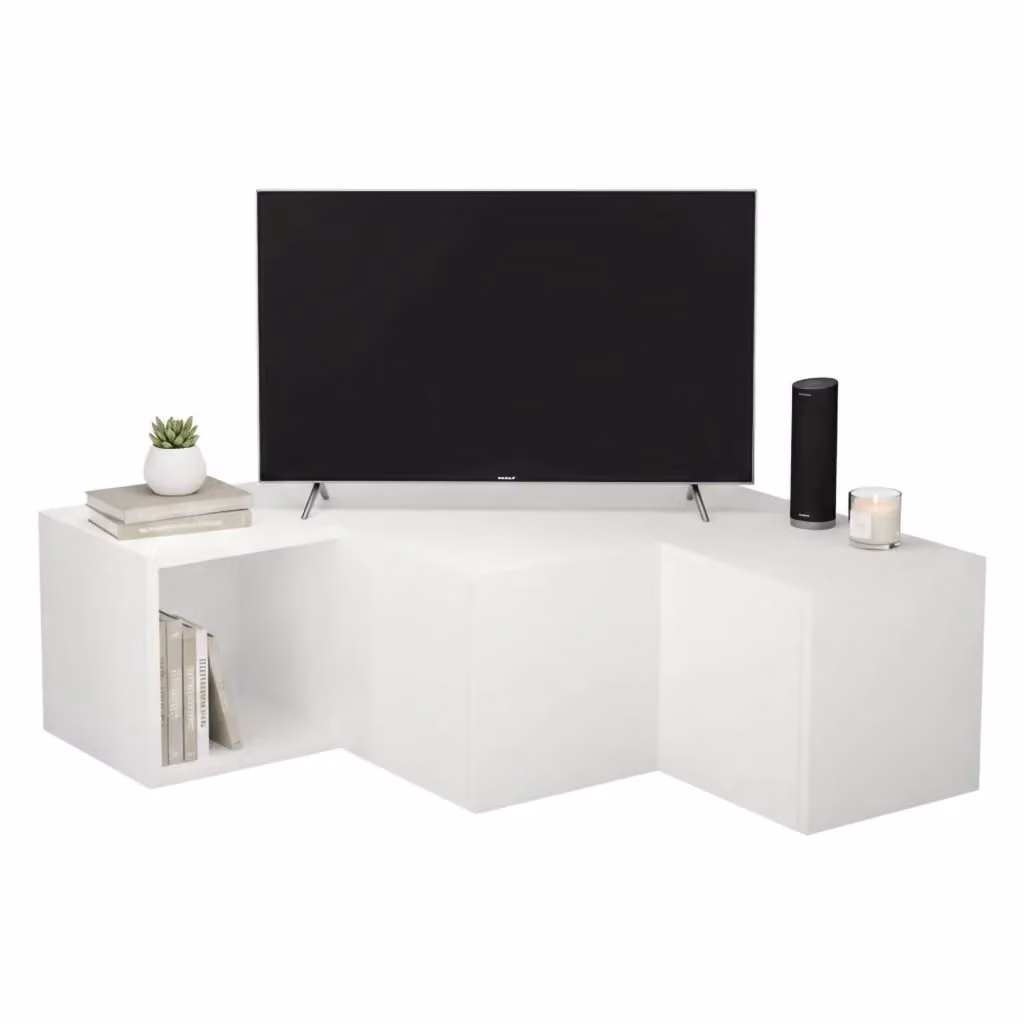 Mobile porta TV Fiorenza DMORA, Credenza da soggiorno moderna in MDF Bianco, L: 90 cm, H: 92 cm, P: 32 cm – 2