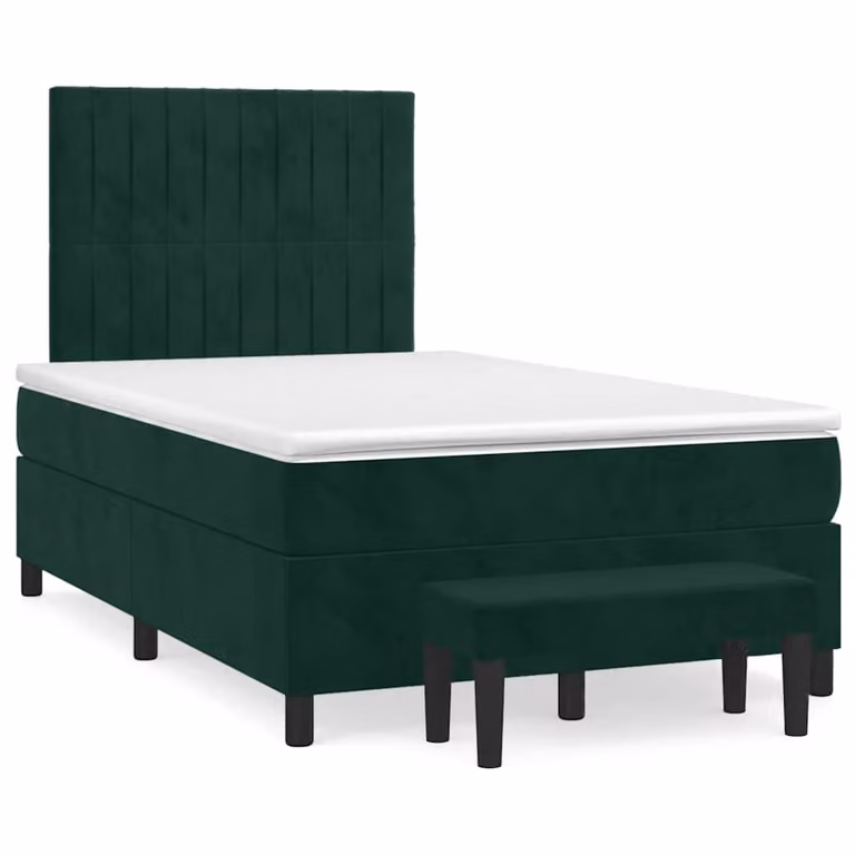 Giroletto a Molle con Materasso Ibrido vidaXL in Velluto Verde e Bianco L/P/H: 120 x 200 cm