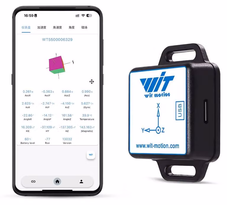 Sensore AHRS a 9 assi, che misura inclinazione, accelerazione, giroscopio, campo magnetico e include funzionalità Wi-Fi