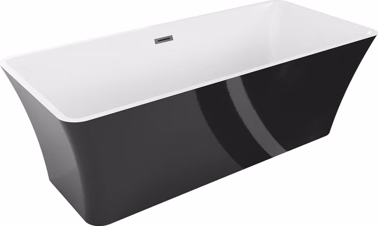 Mexen Tonia vasca da bagno autoportante 170 x 75 cm, bianca/nera, troppopieno gun gray spazzolato - 52171707575-66