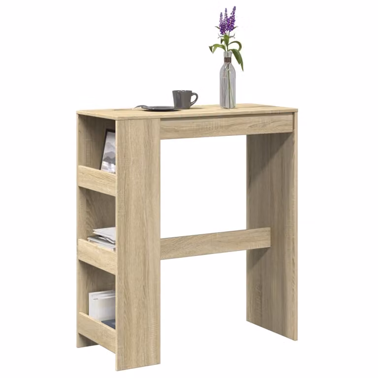 vidaXL Tavolo Bar con Rastrelliera in Legno Multistrato, Colore Marrone e Beige, L 90 cm x P 40 cm x H 103,5 cm