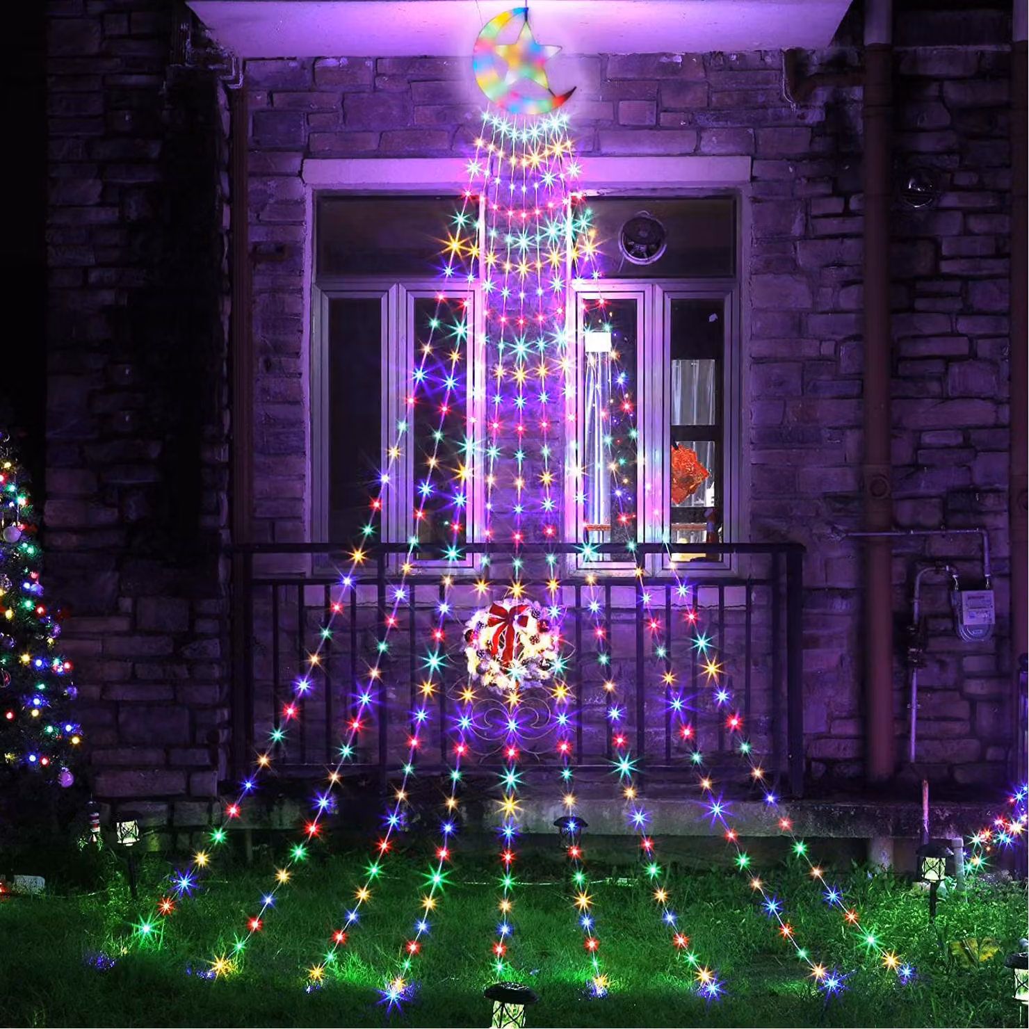3.4m 350 LED luci fiabesche 8 modalità di luce con stella luci di Natale per albero di Natale decorazione giardino interno festa, colorato