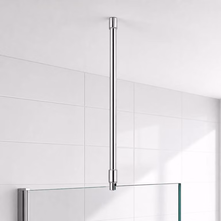 Supporto per vetro doccia - Barra di stabilizzazione rotonda, da montare a soffitto - Dimensione XL - Acciaio inossidabile 304 - Per vetri da 6–10 mm - 564 mm - Cromato