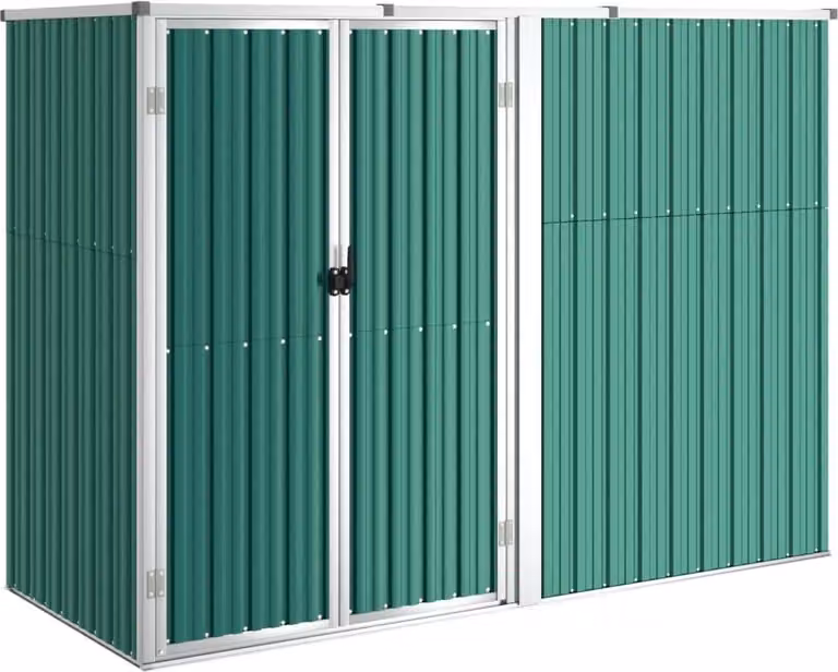 Capanno per Attrezzi Verde 225x89x161 cm in Acciaio Zincato