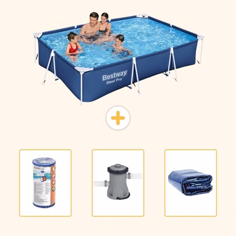 Bestway Steel Pro, piscina rettangolare - 300x201x66 cm - 4 pezzi - Modello S22297