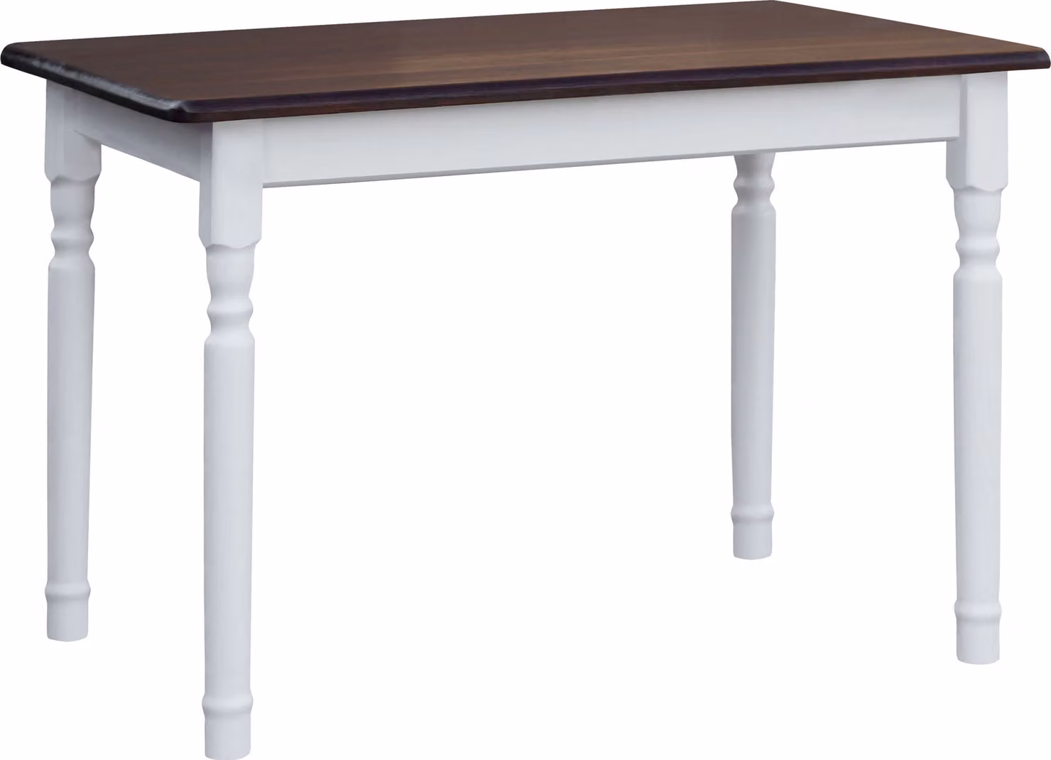 Tavolo bianco II in legno di pino massiccio con piano in colore noce 100 x 60 cm