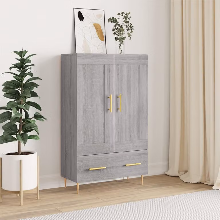 Credenza vidaXL in Legno Multistrato Grigio Sonoma e Metallo, L 69,5 cm x P 31 cm x H 115 cm