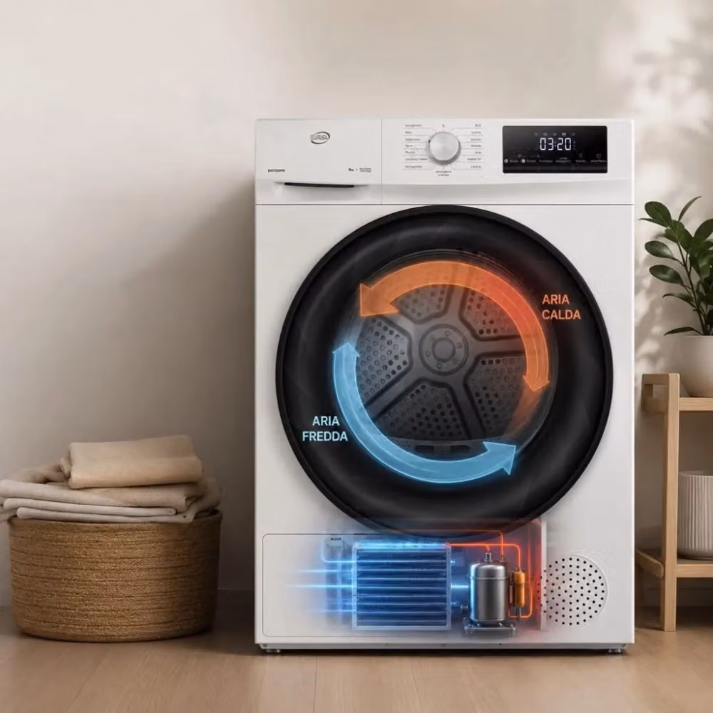 Asciugatrice Daya DHTD9PD a pompa di calore 9 kg, Bianco, Classe D, con rotazione bidirezionale e programma lana, Profondità: 63 cm – 2