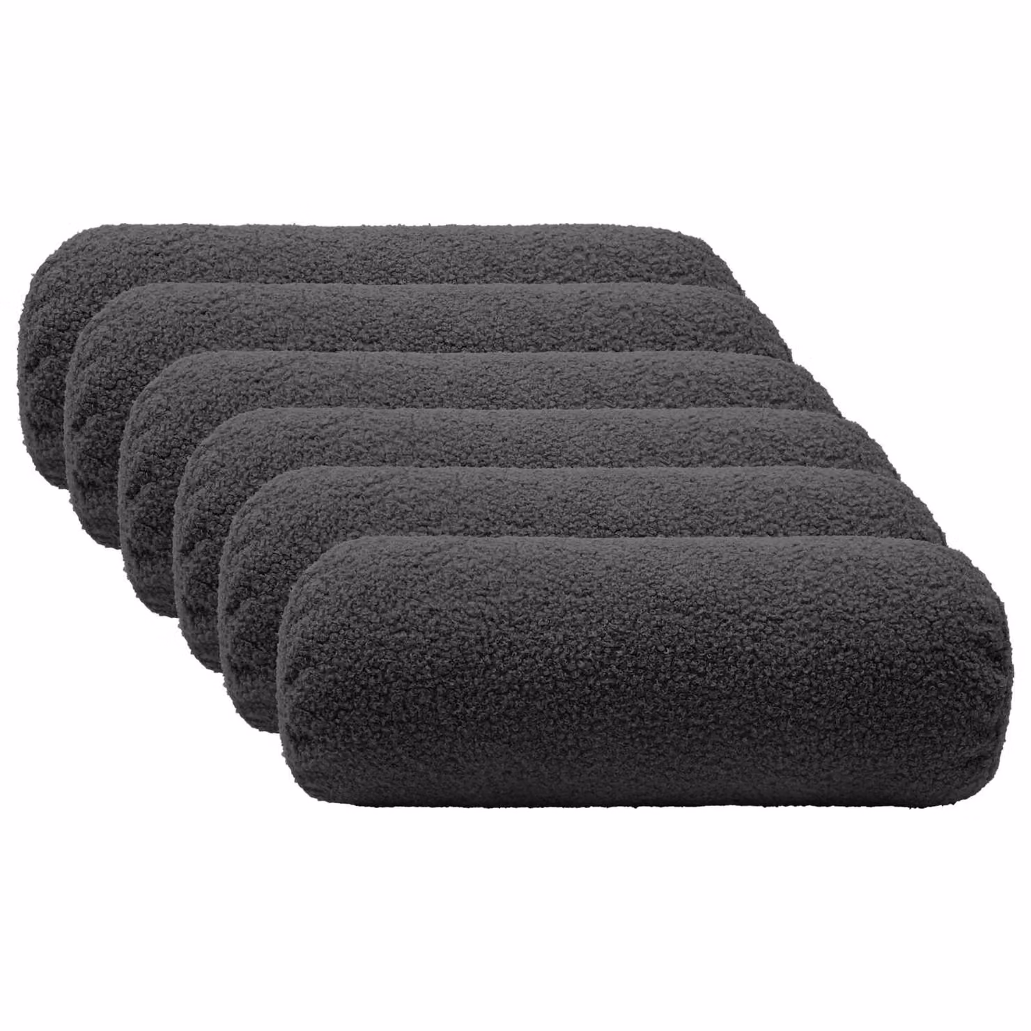 Set di 6 federe rotonde vidaXL HEERLEN in tessuto bouclé grigio scuro Ø 15 x 40 cm