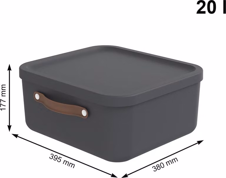 Set di 2 scatole Rotho 20 L Maloja - Scatola di plastica con coperchio - Scatola impilabile 39,5 x 38,0 x 17,7 cm - Scatola di plastica Scatola organizer Scatola multiuso