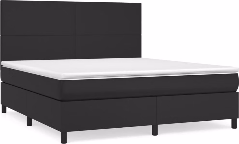 Giroletto a Molle con Materasso Nero 160x200 cm in Pelle finta