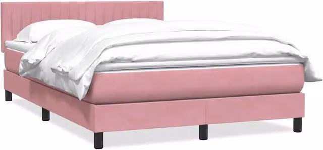 Giroletto a Molle con Materasso Rosa 160x210 cm in Velluto 3316412