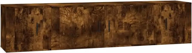 Set di mobili porta TV da 3 pezzi in legno multistrato Rovere Fumo marrone con design classico a parete per il tuo soggiorno – 1