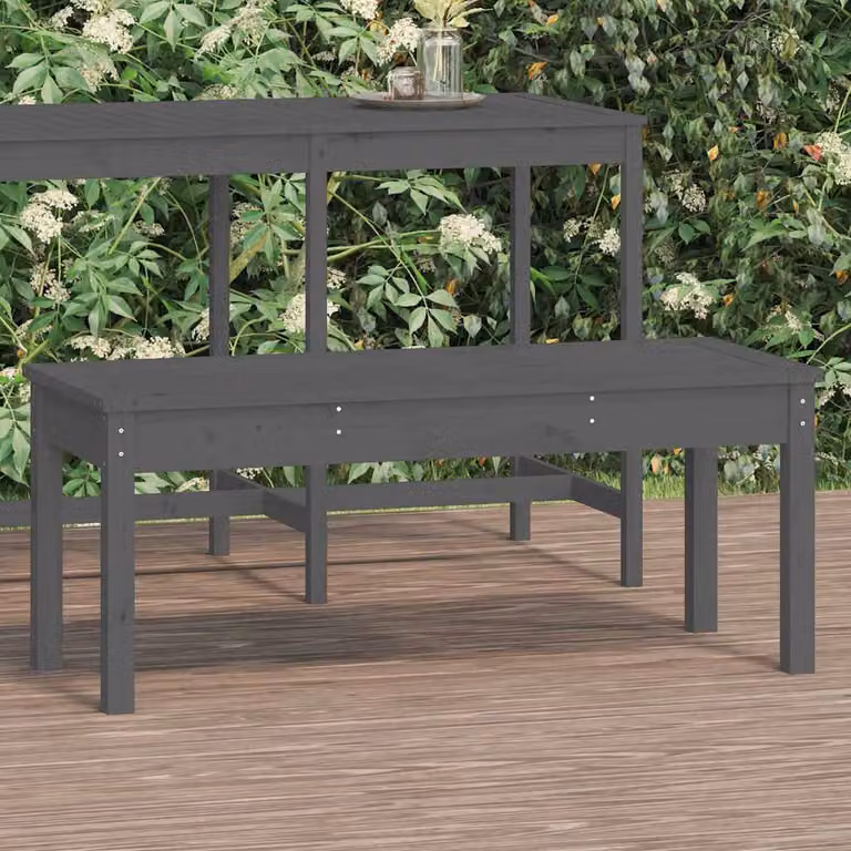 vidaXL Panca da Giardino in Legno di Pino Grigia L: 109 cm, P: 44 cm, H: 45 cm