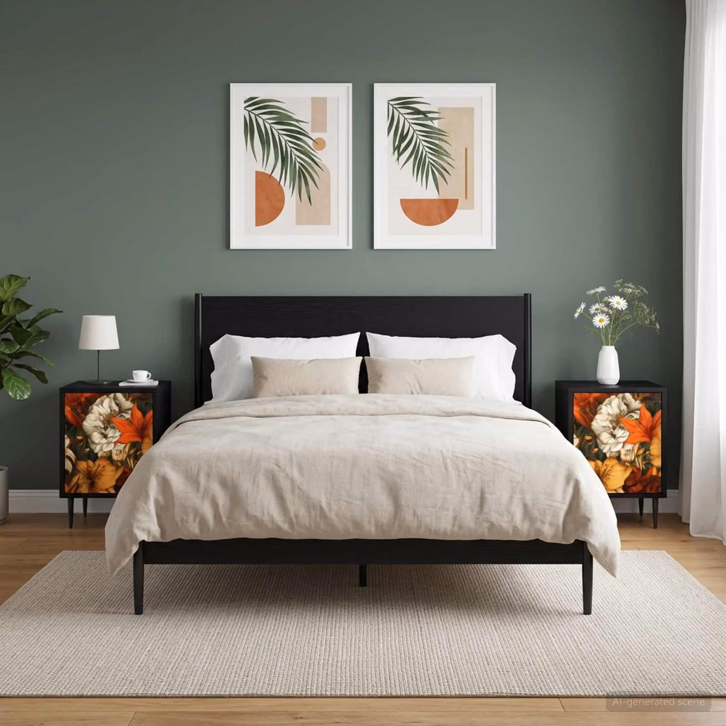 Set di 2 Armadi da Notte vidaXL GENNEP in Rovere e Nero L/P/H: 36 x 33 x 51 cm