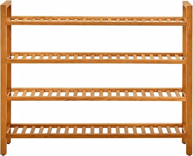 Scarpiera vidaXL in legno di rovere color marrone con ripiani piatti e sistema di ventilazione L: 100 cm, P: 27 cm, H: 80 cm