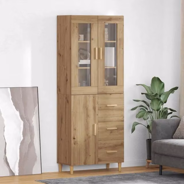 Credenza con Cassetto-Buffet-Armadio da cucina Rovere artigianale 69,5 x 34 x 180 cm 836952