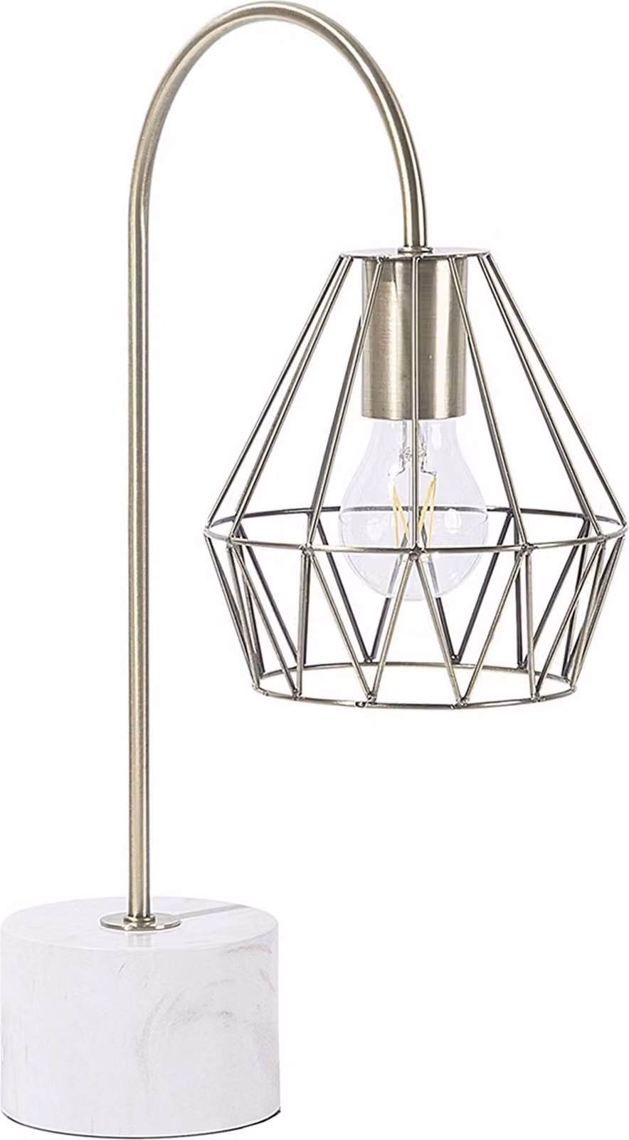 BELIANI Lampada da tavolo in metallo dorato 50 cm paralume aspetto diamante base lampadina aspetto marmo cavo con interruttore design moderno