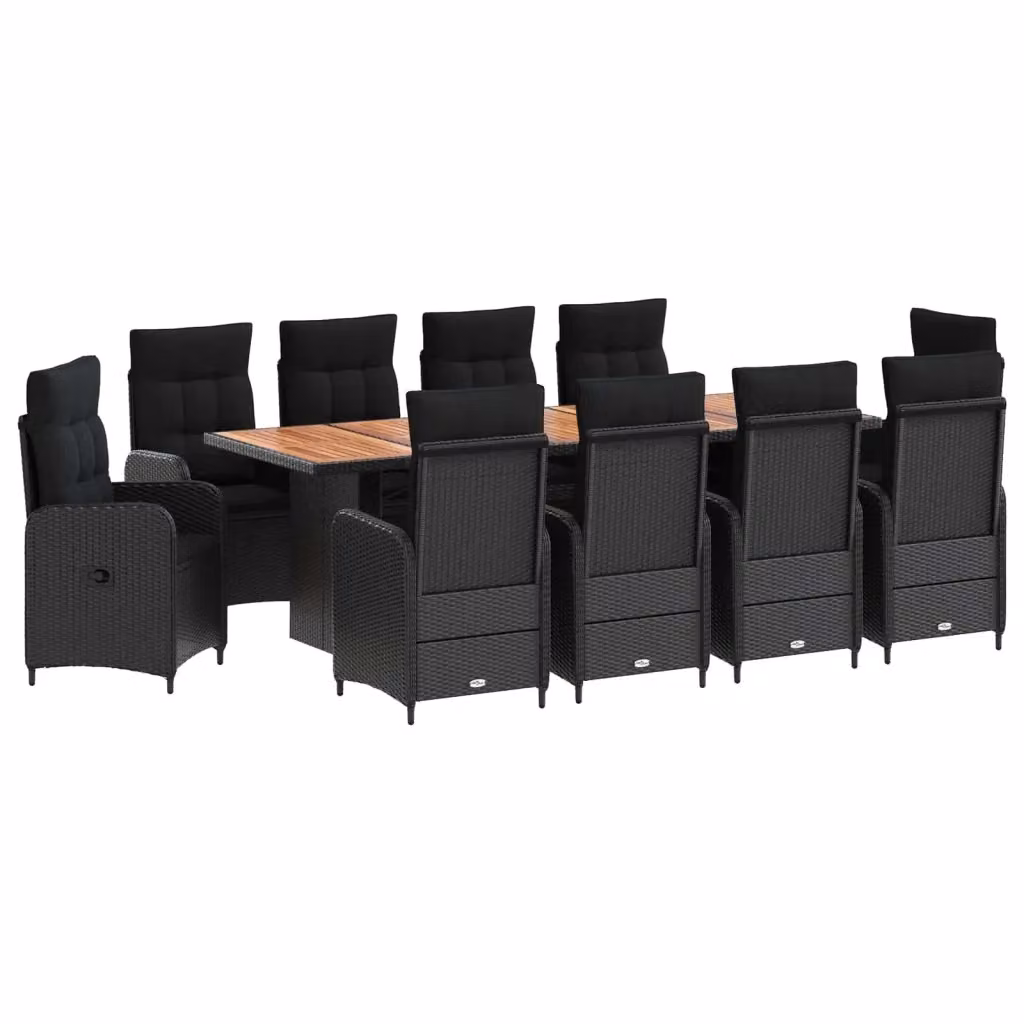 Set da pranzo per esterni vidaXL in polyrattan e legno di acacia nero 11 pz – 2