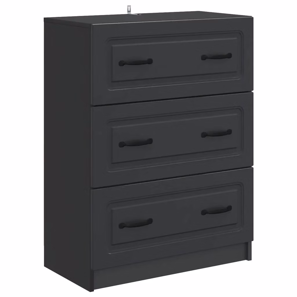 Mobile con Cassetti vidaXL in Legno MDF Nero Lucido L: 66 cm, P: 34,5 cm, H: 87 cm – 2