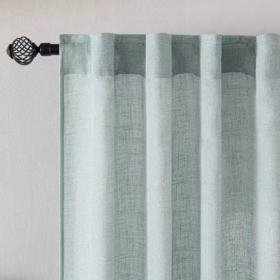 Set di tende a voile moderno look lino trasparente per camera da letto, soggiorno, camera dei bambini, divisore di spazi, set di 2, colore turquesa, dimensioni 225 x 140 cm