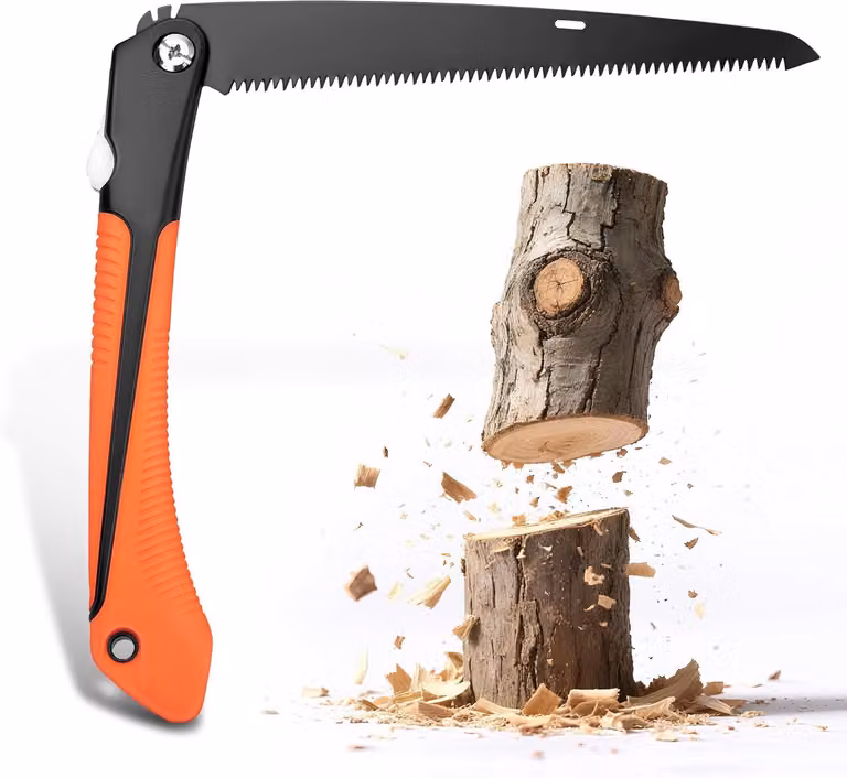 Sega a mano pieghevole, 25 cm, con lama in acciaio SK5 triplamente affilata, ideale per giardinaggio e lavorazione del legno