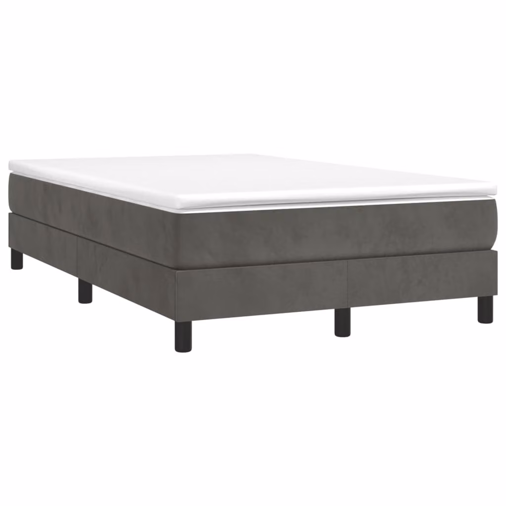 Giroletto a Molle con Materasso Grigio Scuro 120x190 cm Velluto
