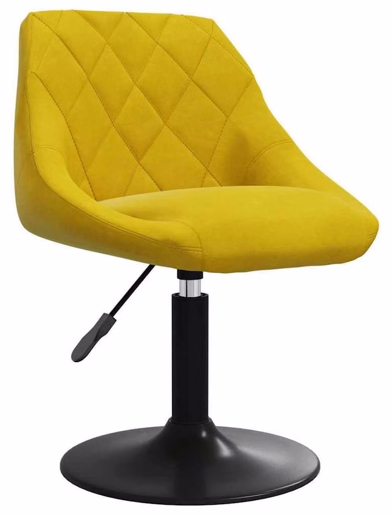 Sedia da pranzo moderna in velluto, color giallo senape