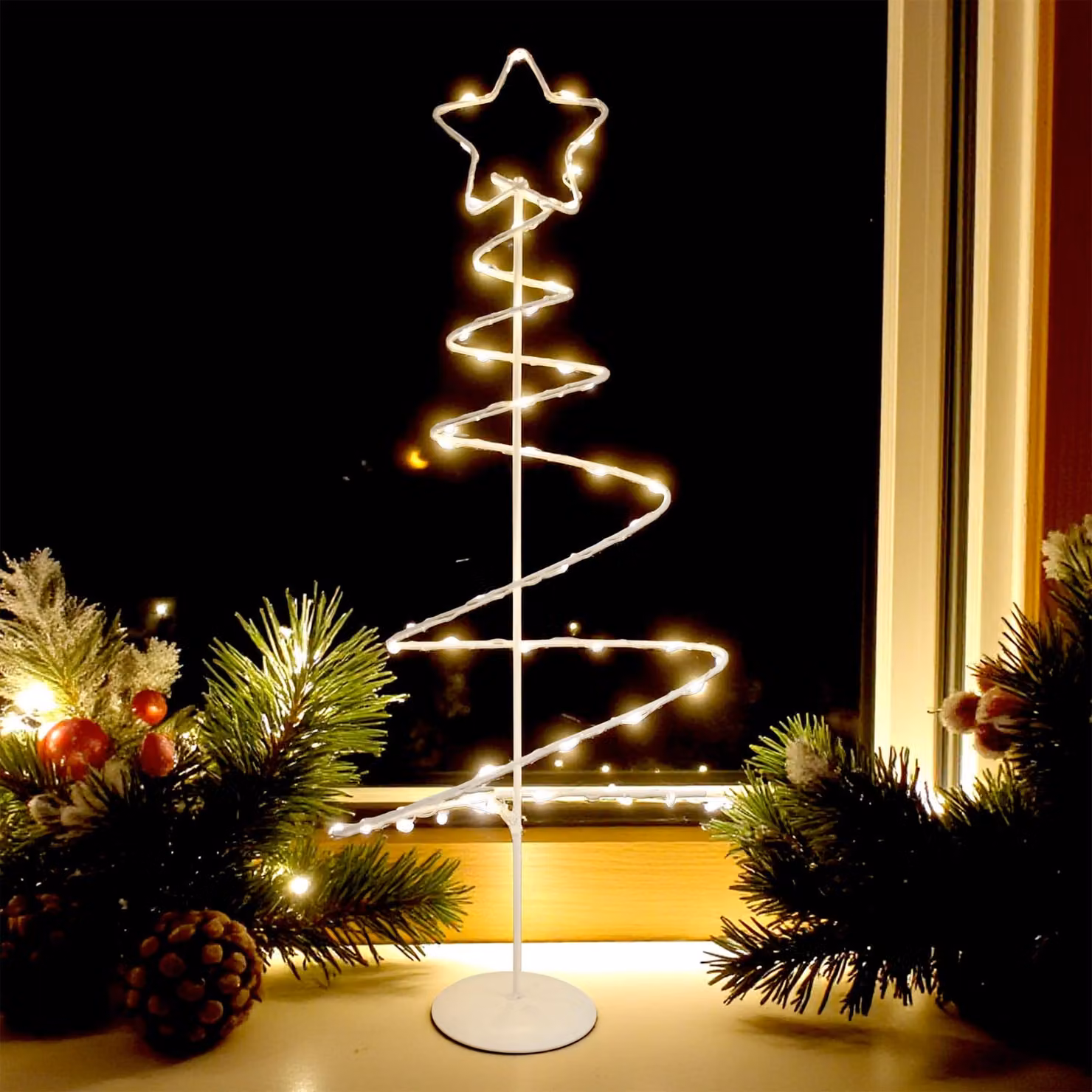 2.06 Albero decorativo a LED bianco - circa 53 cm - albero luminoso a batteria con 46 LED