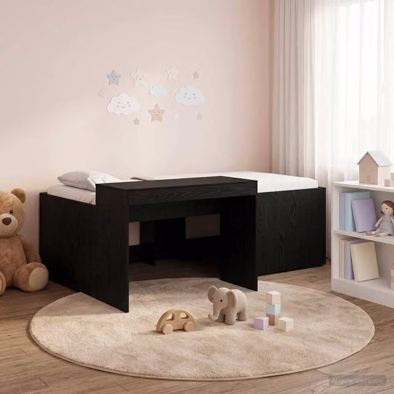 Letto alto per bambini con scrivania vidaXL, colore nero, L 80 x P 200 cm