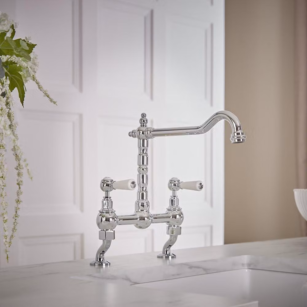 Miscelatore Cucina Classico Ponte a Gomito Cromato/Bianco – Elizabeth