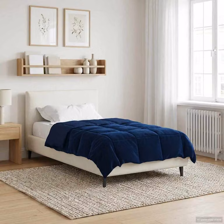 vidaXL Piumone Invernale per Adulti in Fibra Traspirante e Reversibile, Blu, L 135 x P 220 cm