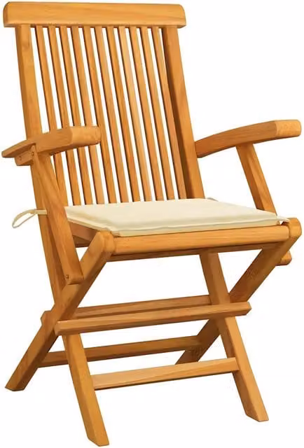 Set di 6 sedie pieghevoli con braccioli vidaXL in legno di teak marrone con cuscini beige