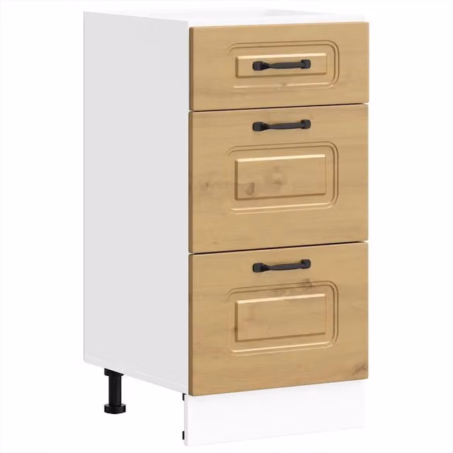 Mobile da cucina moderno HELLOSHOP26 in rovere e bianco con ante e cassetti, L/P/H: 40 x 46 x 81,5 cm